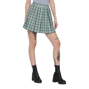Hot Topic Green Plaid Circle Skirt (without Chain)
